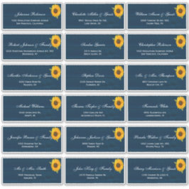 Sunflowers Navy Blue Rustic Wedding Guest Names St Aufkleber