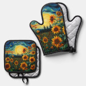 Sunflowers Ofenhandschuh & Topflappen-Set (Vorderseite/Rückseite)