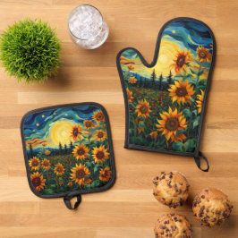 Sunflowers Ofenhandschuh & Topflappen-Set