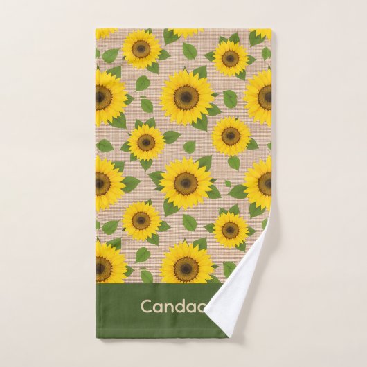 Sunflowers on Burlap Badhandtuch Set (Handtuch)