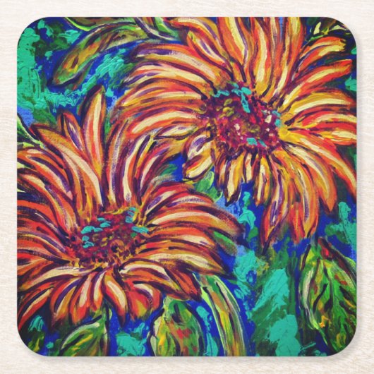 Sunflowers Paper Coaster Rechteckiger Pappuntersetzer (Vorderseite)
