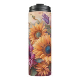 Sunflowers Pink and Yellow Thermal Tumbler Thermosbecher