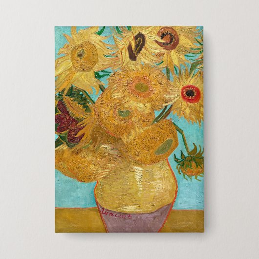 Sunflowers, Post Impressionist Still Life Painting Button (Vorderseite)