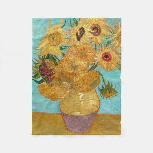 Sunflowers, Post Impressionist Still Life Painting Fleecedecke (Vorderseite)