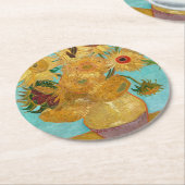 Sunflowers, Post Impressionist Still Life Painting Runder Pappuntersetzer (Angewinkelt)