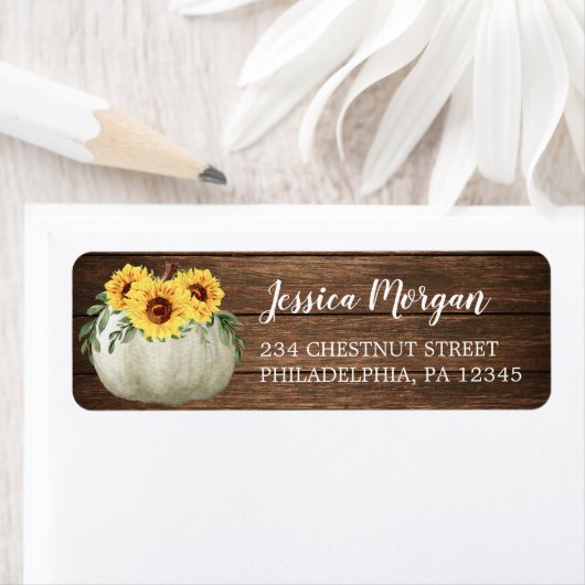 Sunflowers Pumpkin Return Address Label (Insitu)