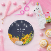 Sunflowers Pumpkins String Light Rustic Wedding Pappteller (Party)