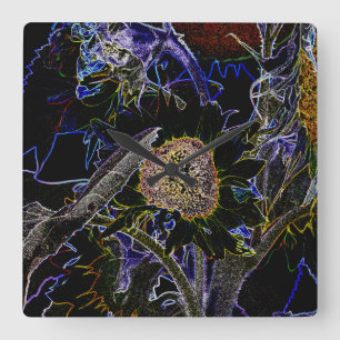 SUNFLOWERS QUADRATISCHE WANDUHR