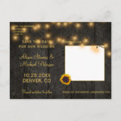 Sunflowers Roses Wood Save the Date Wedding Ankündigungspostkarte (Rückseite)