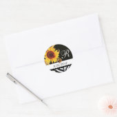 SUNFLOWERS SCHWARZ-WEISSES ZEBRA-FUR-MONOGRAMM RUNDER AUFKLEBER (Umschlag)