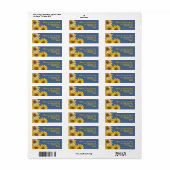 Sunflowers Slate Blue Return Address Labels (Vorne)