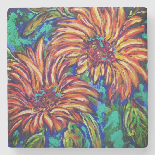 Sunflowers Stone Coaster Steinuntersetzer (Vorderseite)
