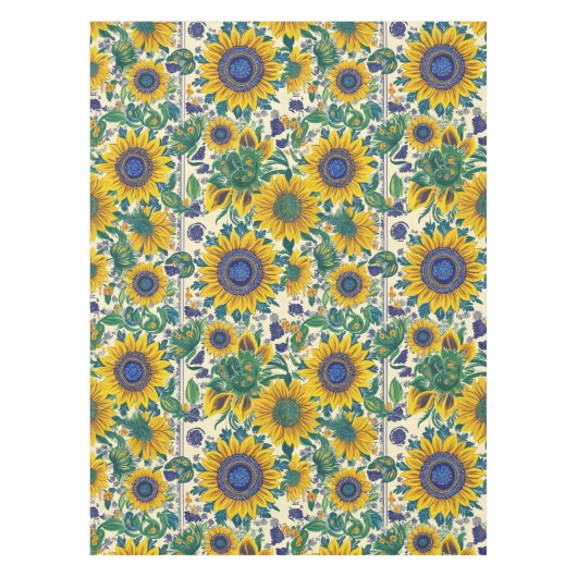 Sunflowers Ukrainian folk art motifs Tablecloth Tischdecke (Vorderseite)