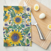 Sunflowers. Ukrainian folk art pattern. Geschirrtuch (Viertel Falte)