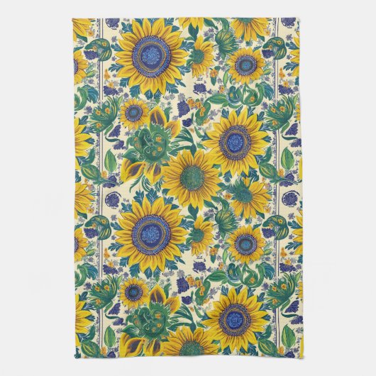 Sunflowers. Ukrainian folk art pattern. Geschirrtuch (Vertikal)