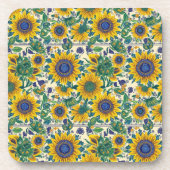 Sunflowers. Ukrainian folk art pattern. Getränkeuntersetzer (Vorderseite)