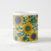 Sunflowers Ukrainian folk art pattern X-Large Mug Jumbo-Tasse (Vorderseite)