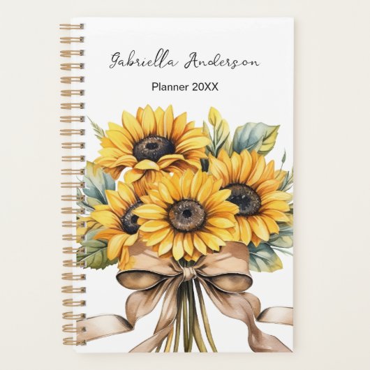 Sunflowers Watercolor Custom Name   Planer (Vorderseite)