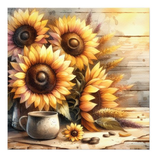 Sunflowers Watercolor Painting Fotodruck (Vorne)