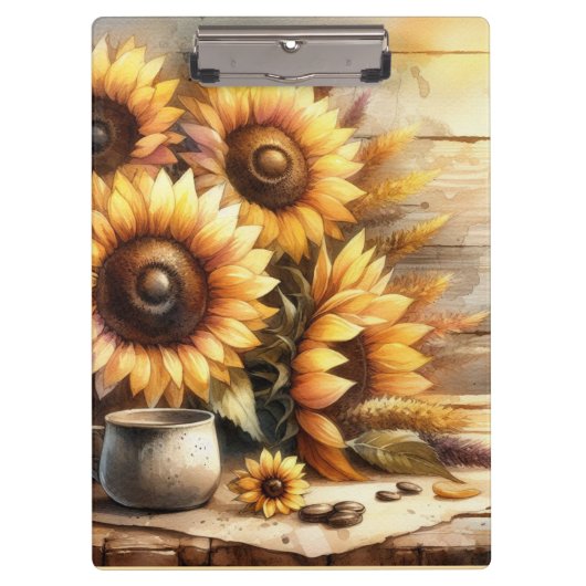 Sunflowers Watercolor Painting Klemmbrett (Vorderseite)