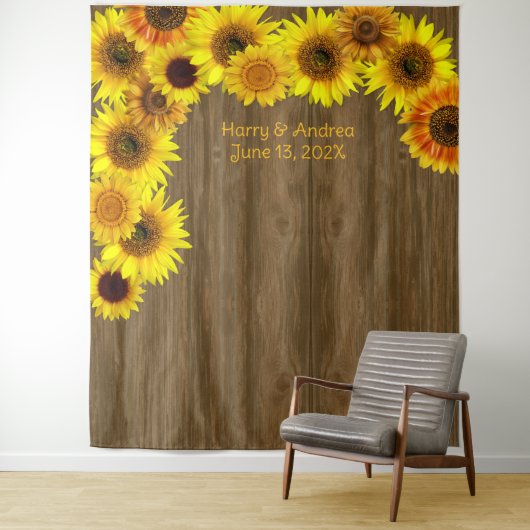 Sunflowers Wedding Backdrop to Personalize Wandteppich (Beispiel)
