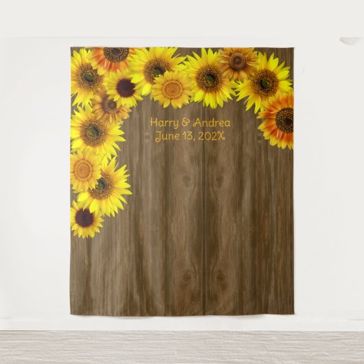 Sunflowers Wedding Backdrop to Personalize Wandteppich (Vorderseite)