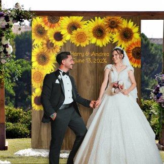 Sunflowers Wedding Backdrop to Personalize Wandteppich