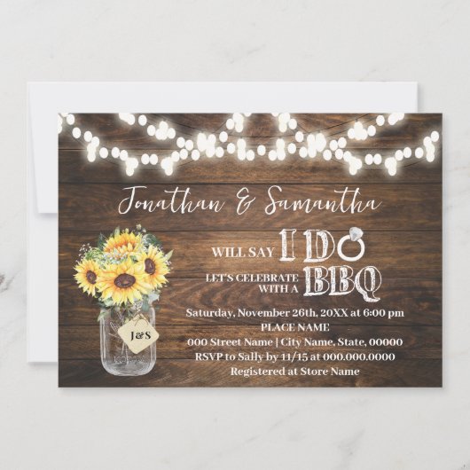 Sunflowers Western Before I do BBQ Couples Shower Einladung (Vorderseite)