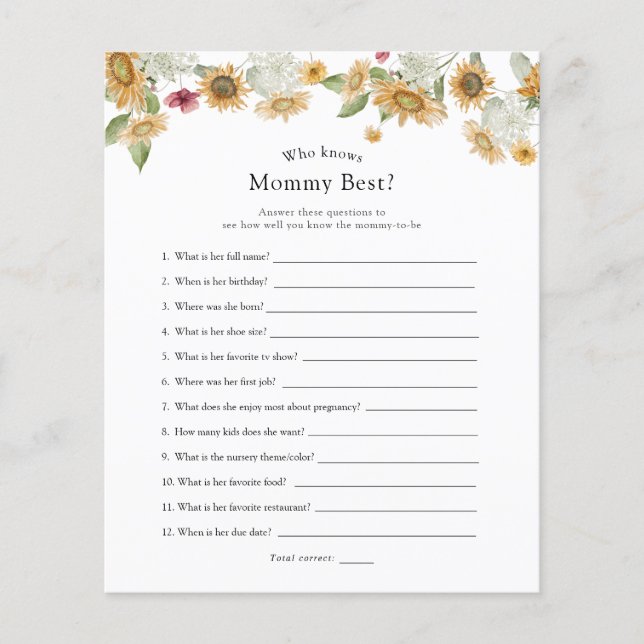 Sunflowers Who Knows Mommy Best (Vorderseite)