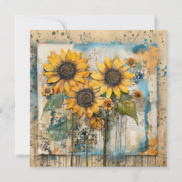 Sunflowers Wildflowers Flower Mixed Media Design Einladung