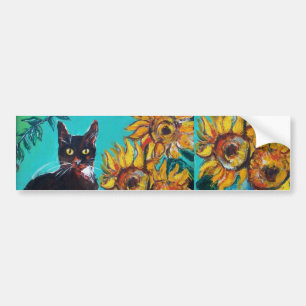 SUNFLOWERS WITH CAT -detail Autoaufkleber