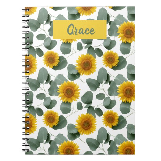 Sunflowers with Eucalyptus Leaves Pattern Custom Notizblock (Vorderseite)