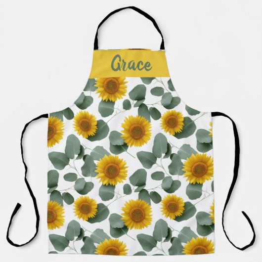 Sunflowers with Eucalyptus Leaves Pattern Custom Schürze (Vorderseite)