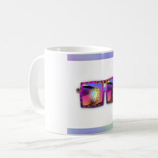 SUNGLASSEN MIT GLINT Funny Novelty Kaffeetasse (Vorderseite Links)