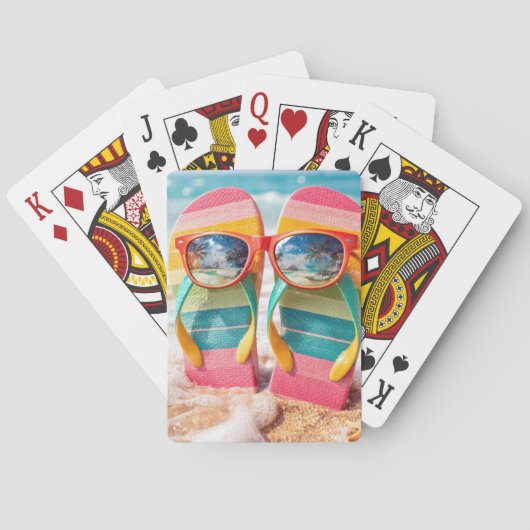 Sunglasses On Flip-flops In Beach Sand Spielkarten (Rückseite)