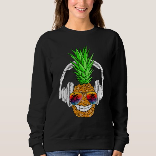 Sunglasses Pineapple Headphones Aloha Hawaii Luau  Sweatshirt (Vorderseite)