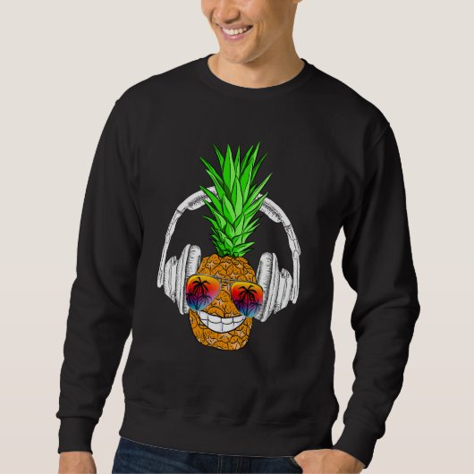 Sunglasses Pineapple Headphones Aloha Hawaii Luau Sweatshirt (Vorderseite)