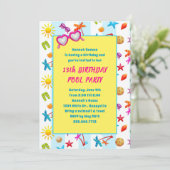 Sunglasses Summer Birthday Pool Party  Einladung (Stehend Vorderseite)