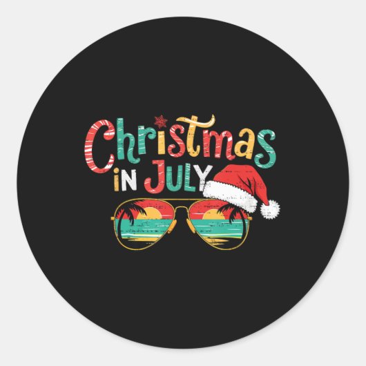 Sungled Christmas In July Summer Xmas Beach Vac T Runder Aufkleber (Vorderseite)
