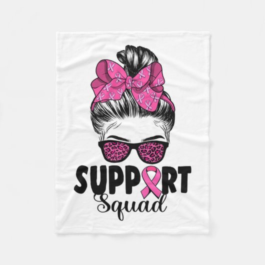 Sungles Messy Bun Support Squad Brustkrebs Fleecedecke (Vorderseite)