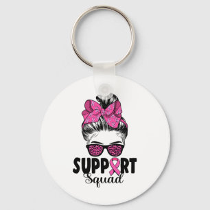 Sungles Messy Bun Support Squad Brustkrebs Schlüsselanhänger