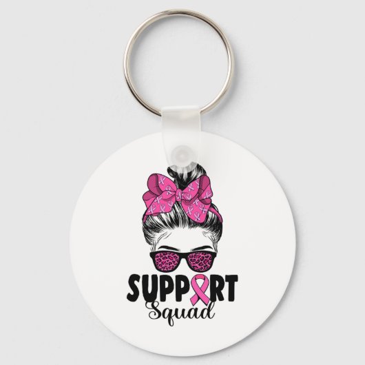 Sungles Messy Bun Support Squad Brustkrebs Schlüsselanhänger (Vorderseite)