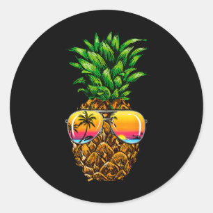 Sungles Pineaple Aloha Hawaii Luau Hawaiian Vacat Runder Aufkleber
