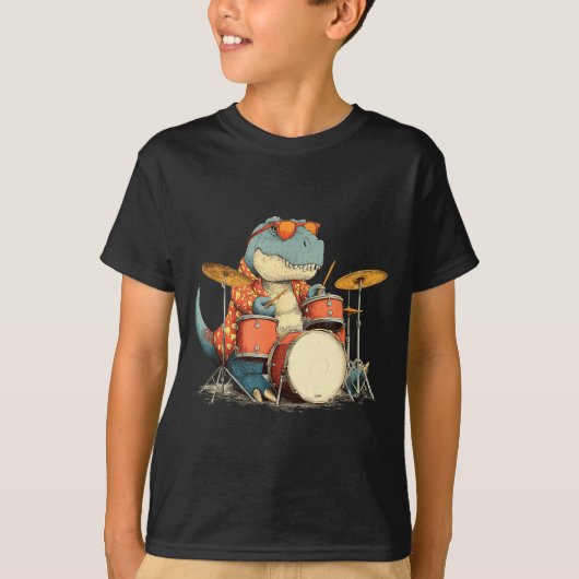Sungles Rockstar Dinosaur With Cool Drums Costume T-Shirt (Vorderseite)