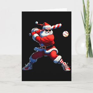 Sungles Weihnachtsmann spielt Baseball-Weihnachts- Karte