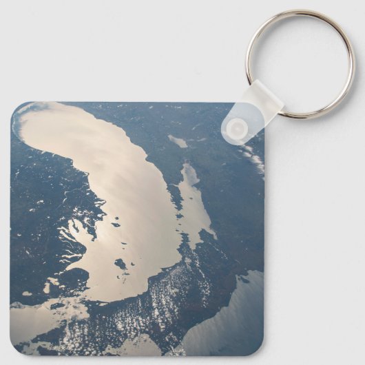 Sunglint Beams Off Lake Michigan Schlüsselanhänger (Rückseite)