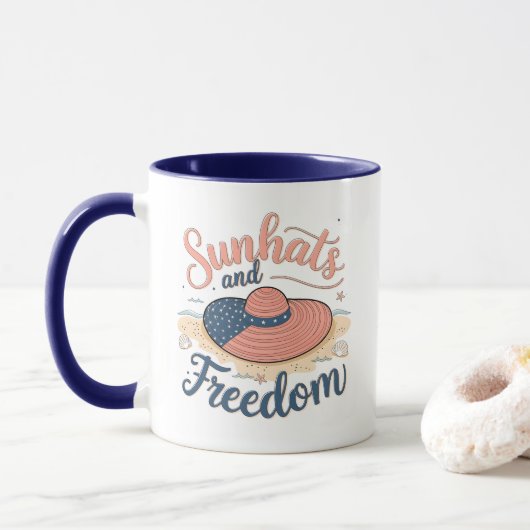 Sunhats und Freedom Patriotic Tasse (Mit Donut)