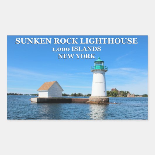 Sunken Rock Lighthouse, New York Rechteckiger Aufkleber (Vorderseite)