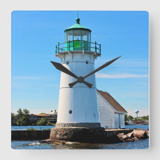 Sunken Rock Lighthouse, New York Wall Clock Quadratische Wanduhr (Vorderseite)