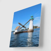 Sunken Rock Lighthouse, New York Wall Clock Quadratische Wanduhr (Winkel)